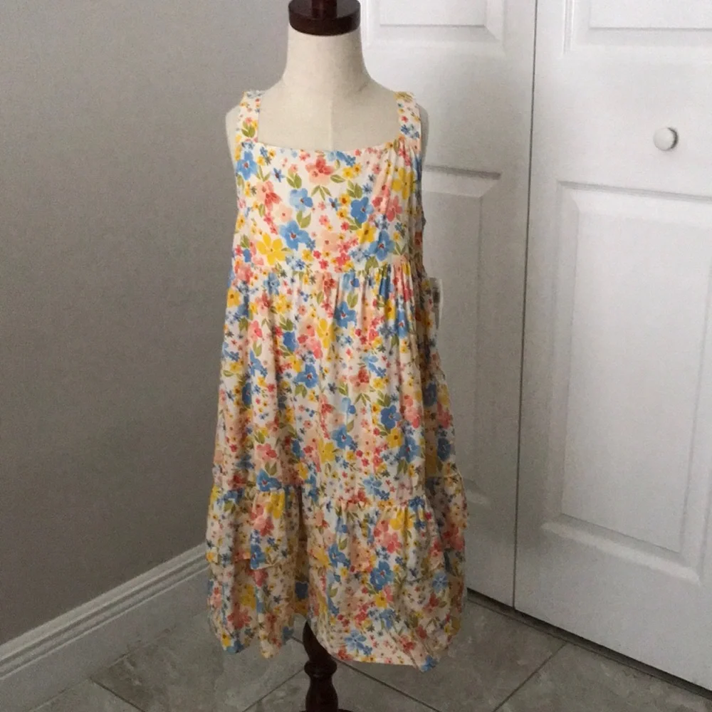 NEW - OLD NAVY Girls Printed Sleeveless Tiered All-Day Dress | 8